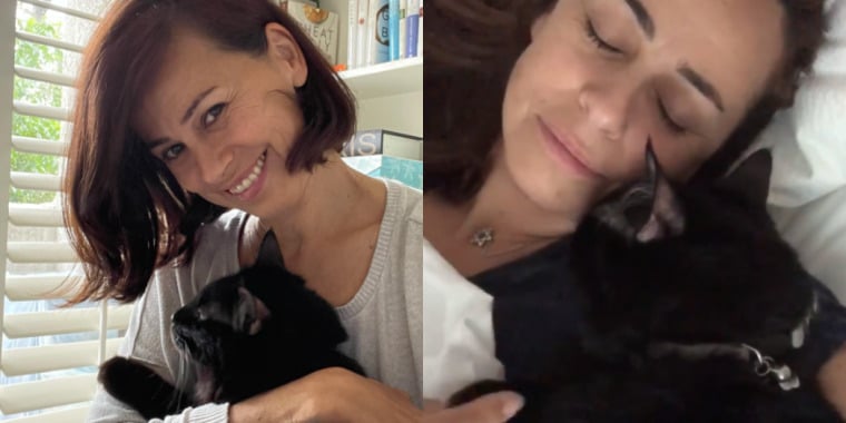 Daniela Escobar e seu gatinho, ela sempre posta fotos e vídeos com ele em suas redes sociais (Foto reprodução/Montagem/Instagram)