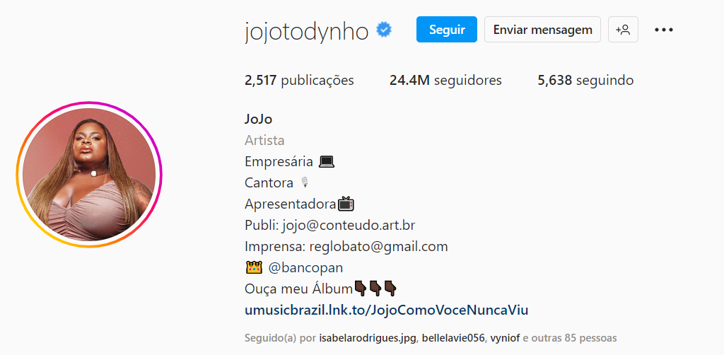 Jojo Toddynho explodiu nas redes sociais, e cada dia que passa só sobe sua popularidade (Foto Reprodução/Instagram)
