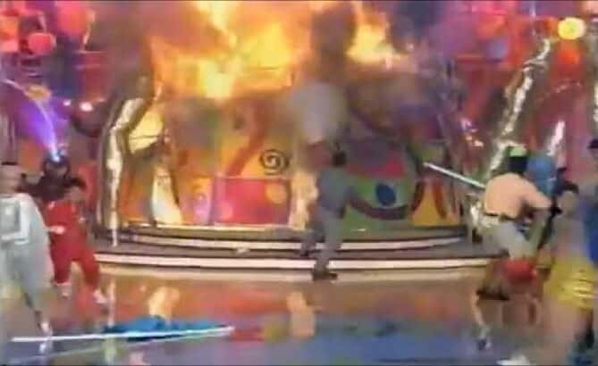 Incêndio no programa da Xuxa (Foto: Reprodução, Globo)