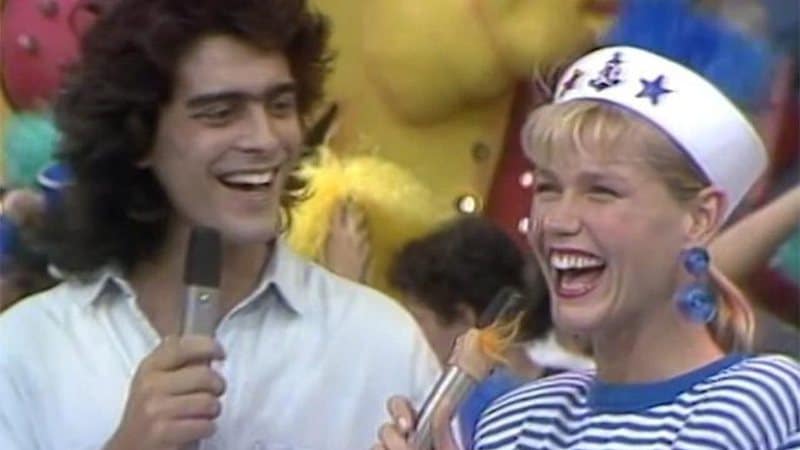Xuxa e Junno Andrade se conheceram na década de 80, no "Xou da Xuxa" (Foto Reprodução/Globo)
