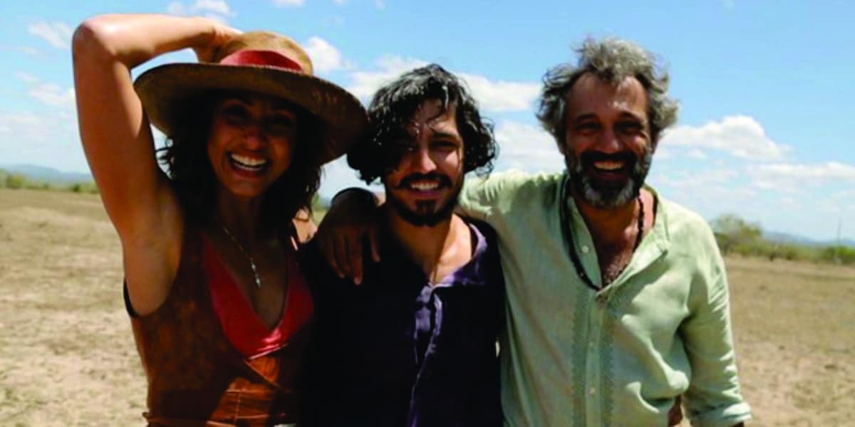 Ator Domingos Montagner com colegas de elenco (Foto: Reprodução/ Globo)