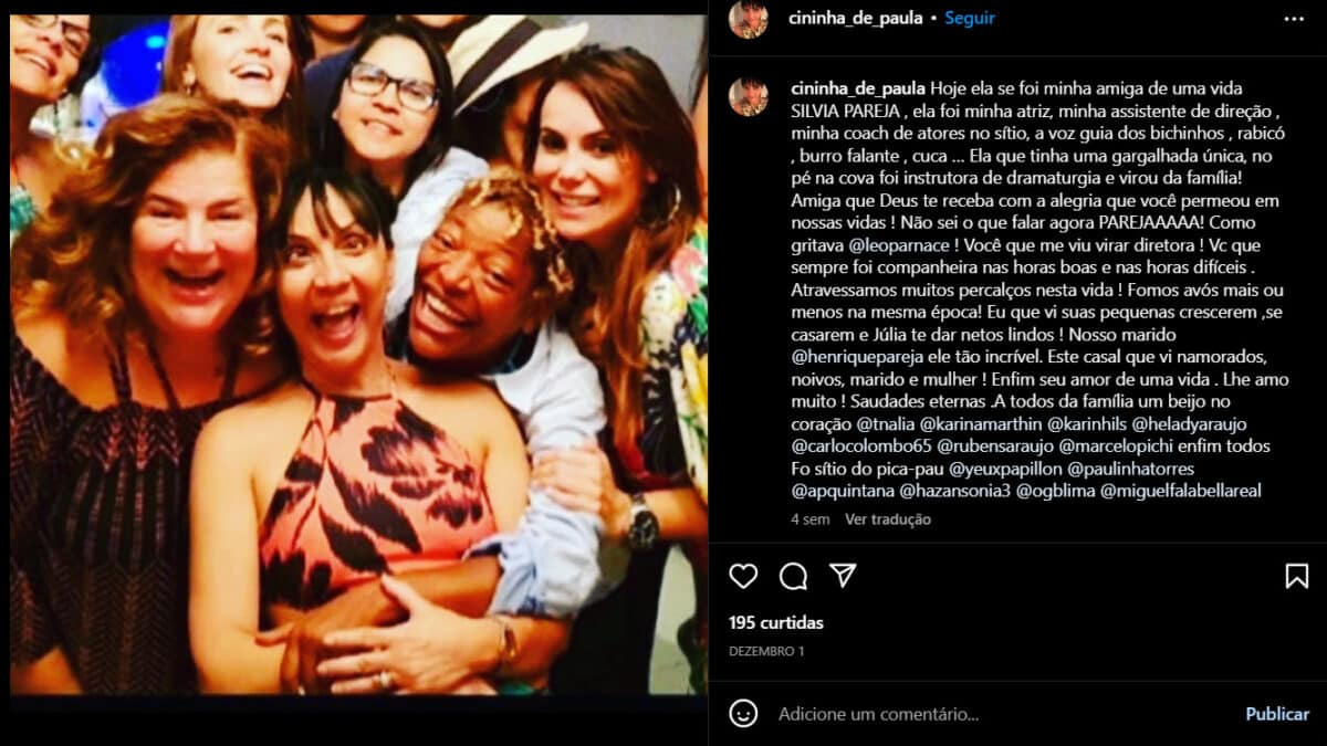 Cininha de Paula fez uma linda homenagem para a amiga no Instagram (Foto Reprodução/Instagram)