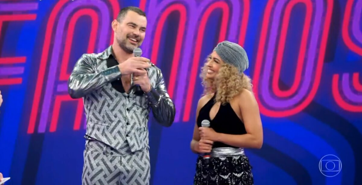 Carmo Dalla Vecchia e sua companheira no "Super Dança dos Famosos", a dançarina Bruna (Foto Reprodução/Globo)