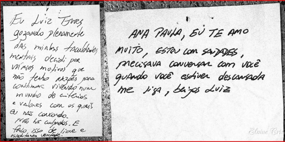 Bilhete deixado pelo ex de Ana Paula Arósio que marcou para sempre a vida da atriz (Foto Reprodução/Internet)