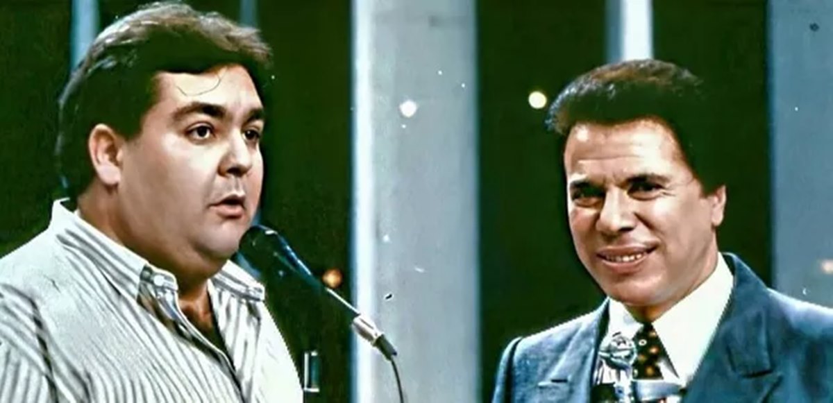 Faustão e Silvio Santos juntos no programa Show de Calouros. (Foto: reprodução/Quem)